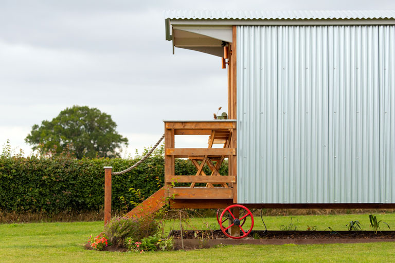 Our authentic shepherds' huts can sleep up to two adults and a small child