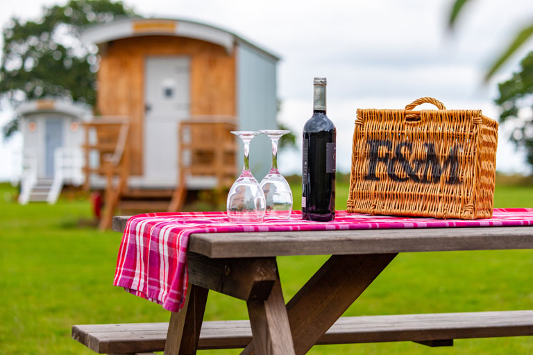 Although our holiday accommodation is self-catering, we also offer a range of luxury hampers exclusively for guests
