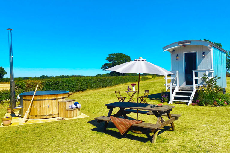 Each hut comes with its own Jacuzzi hot-tub